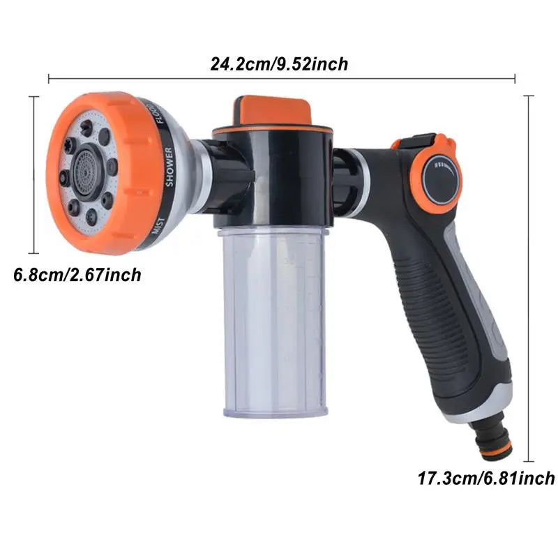 Hose Sprayer Nozzle 8 Modes Water Spray Nozzle High Pressure Pet Showering Hose Nozzle For Garden With 100ml Liquid Bottle