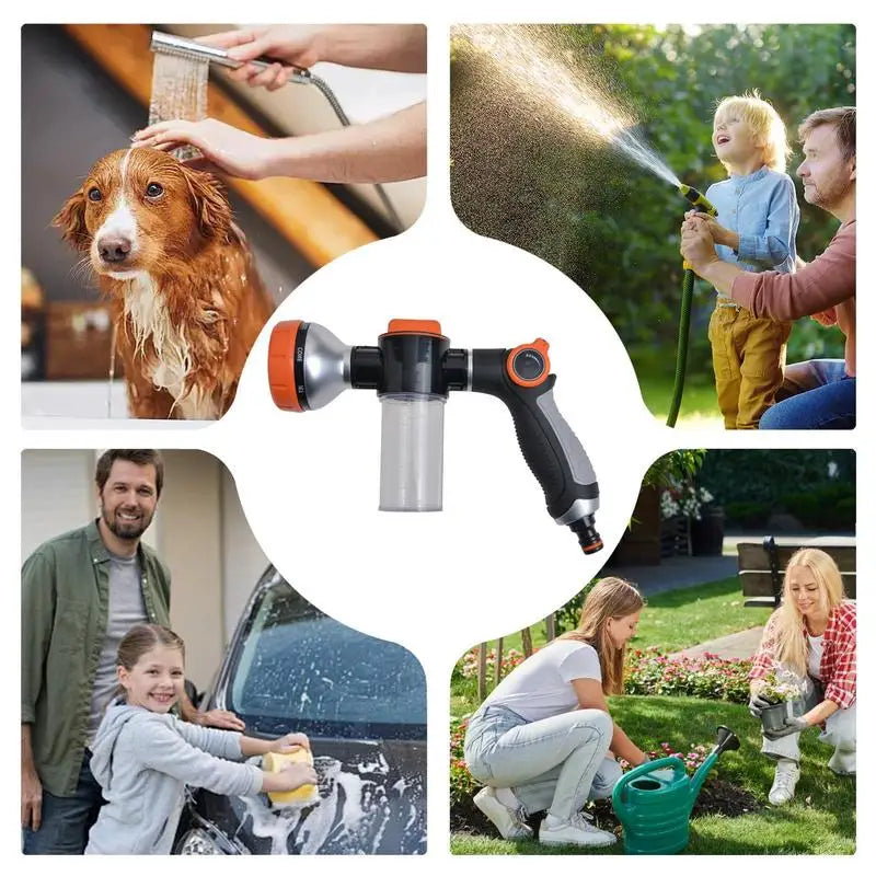 Hose Sprayer Nozzle 8 Modes Water Spray Nozzle High Pressure Pet Showering Hose Nozzle For Garden With 100ml Liquid Bottle