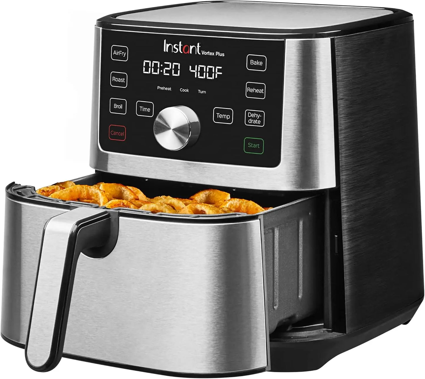 New Vortex Plus 4QT Air Fryer, Custom Program Options, 6-in-1 Functions Crisps, Broils, Roasts, Dehydrates, Bakes, Reheats