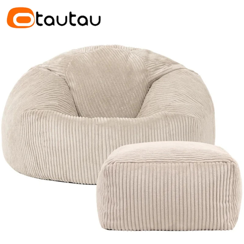 OTAUTAU Flannel/Velvet Bean Bag Chair Cover No Filler Floor Beanbag Sac Pouf Ottoman Single Sofa Frameless Furniture DD025