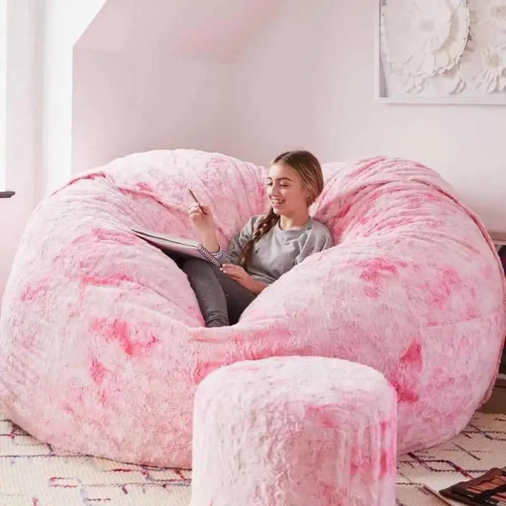 Extra Large Bean Bag Chair Cover No Stuffed Bean Bag Chair Beanbag Pouf Sofa Bed Room Seat Tatami Lounge Furniture Chair Cushion