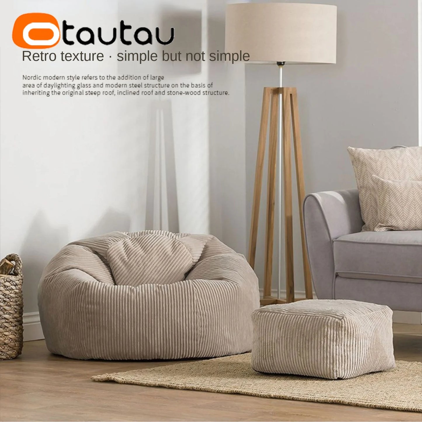 OTAUTAU Flannel/Velvet Bean Bag Chair Cover No Filler Floor Beanbag Sac Pouf Ottoman Single Sofa Frameless Furniture DD025