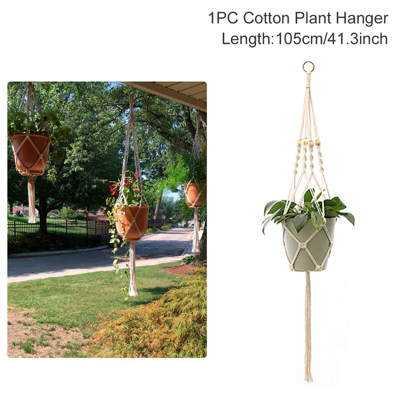 Hanging Plant Handmade Macrame Plant Hanger Flower Pot Planter Hanger Wall Decor Courtyard Garden Hanging Planter Hanging Basket