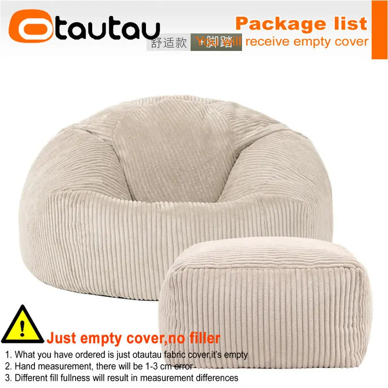 OTAUTAU Flannel/Velvet Bean Bag Chair Cover No Filler Floor Beanbag Sac Pouf Ottoman Single Sofa Frameless Furniture DD025