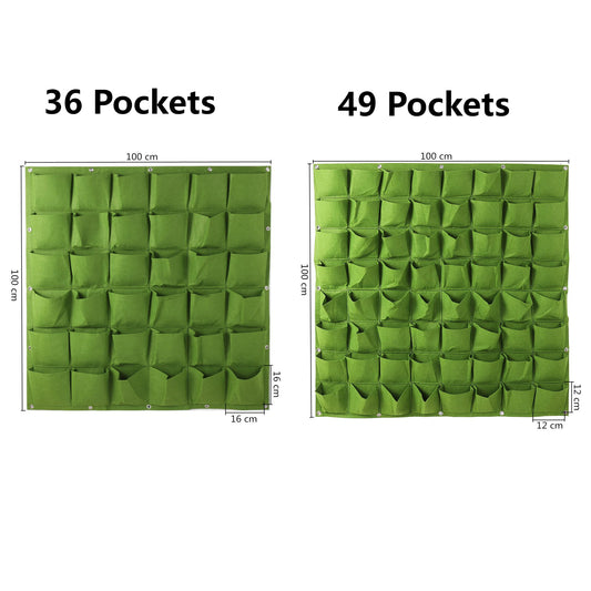 36/49/64/72 Pockets Hanging Green Grow Bag Planter Vertical Garden Vegetable Living Garden Bag Planter Growing Bags Flowers