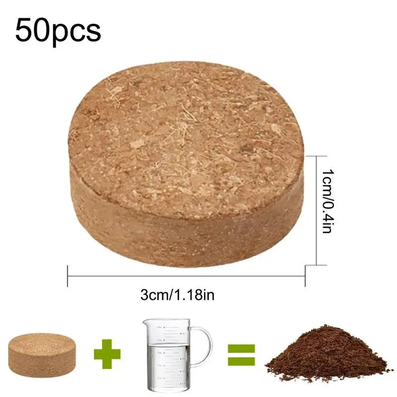 Coconut Fiber Coir Pellet 50pcs Nutrient Soil Universal Nursery Block Planting Nourishment Clod For Flowers Vegetables Garden