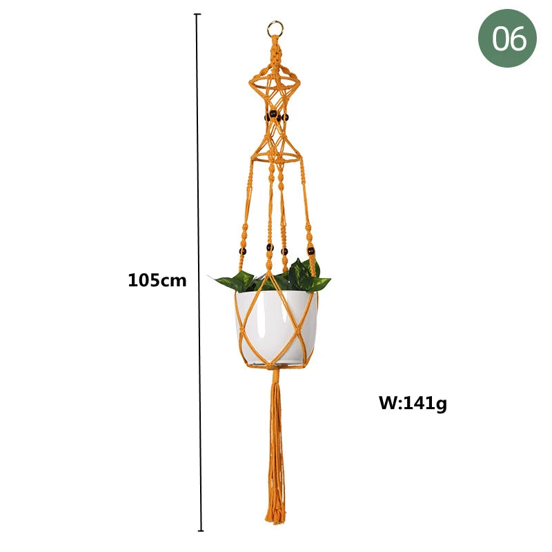 Macrame handmade plant hanger baskets flower pots holder balcony hanging decoration knotted lifting rope home garden supplies