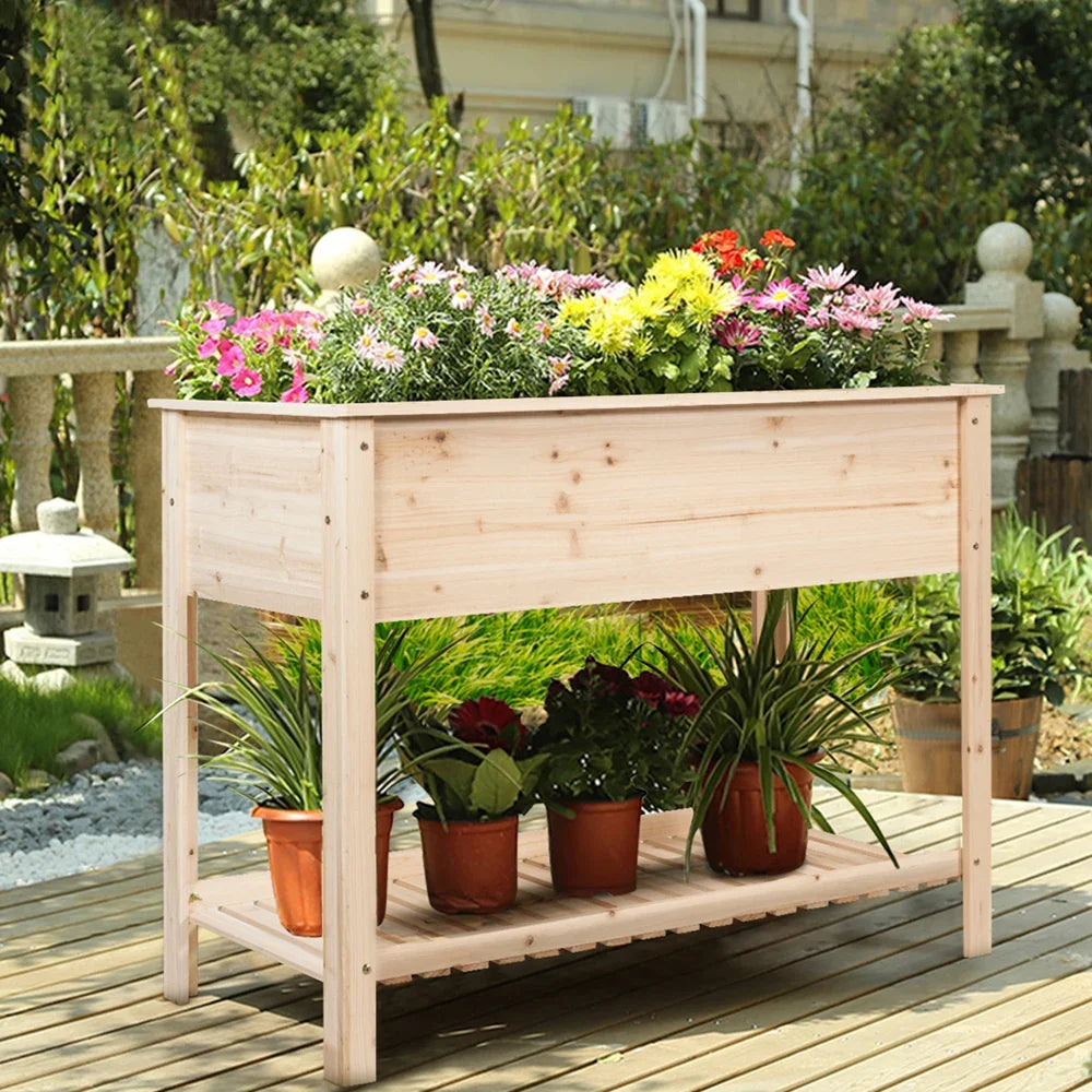 Raised Garden Planter Bed Box Stand Wood Elevated Planter for Garden