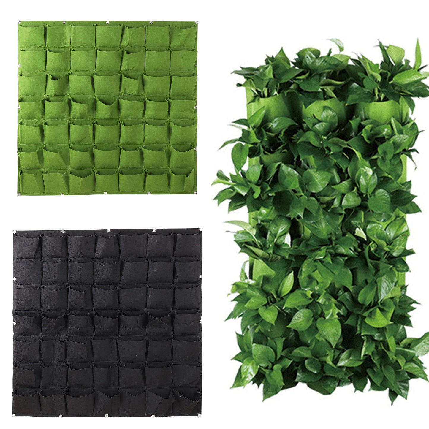 36/49/64/72 Pockets Hanging Green Grow Bag Planter Vertical Garden Vegetable Living Garden Bag Planter Growing Bags Flowers