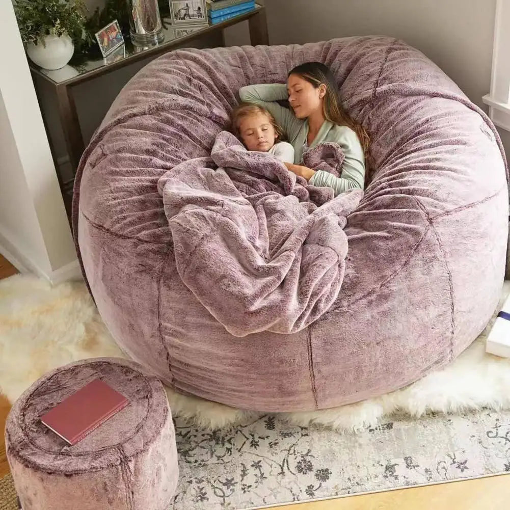 Extra Large Bean Bag Chair Cover No Stuffed Bean Bag Chair Beanbag Pouf Sofa Bed Room Seat Tatami Lounge Furniture Chair Cushion